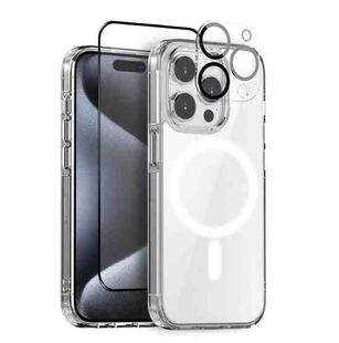 For iPhone 15 Pro NORTHJO 3 in 1 Magsafe Clear Phone Case with Screen Film + Rear Lens Film