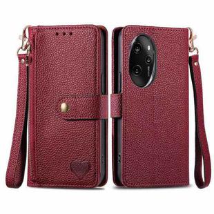 For Honor 100 Pro 5G Love Zipper Lanyard Leather Phone Case(Red)