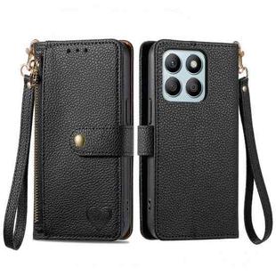 For Honor X8B Love Zipper Lanyard Leather Phone Case(Black)