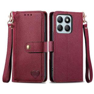 For Honor X8B Love Zipper Lanyard Leather Phone Case(Red)