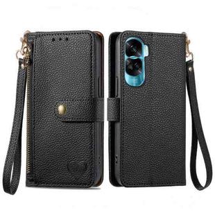 For Honor X50i Love Zipper Lanyard Leather Phone Case(Black)