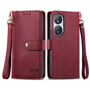 For Honor Play 50 Plus Love Zipper Lanyard Leather Phone Case(Red)