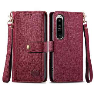 For Sony Xperia 1 IV Love Zipper Lanyard Leather Phone Case(Red)