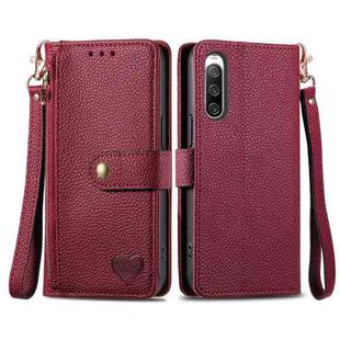 For Sony Xperia 10 IV Love Zipper Lanyard Leather Phone Case(Red)
