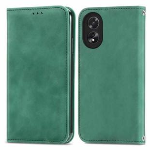 For OPPO A38 Retro Skin Feel Magnetic Flip Leather Phone Case(Green)