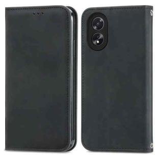 For OPPO A38 Retro Skin Feel Magnetic Flip Leather Phone Case(Black)