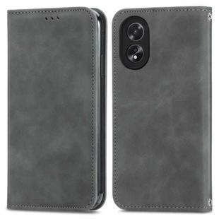 For OPPO A38 Retro Skin Feel Magnetic Flip Leather Phone Case(Grey)