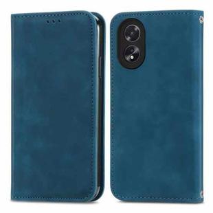 For OPPO A38 Retro Skin Feel Magnetic Flip Leather Phone Case(Blue)