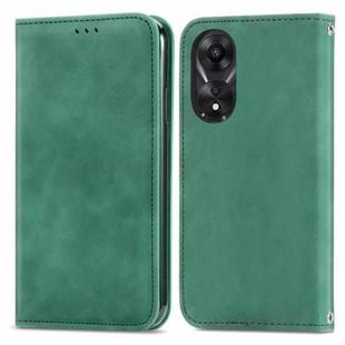 For OPPO A58 4G Retro Skin Feel Magnetic Flip Leather Phone Case(Green)