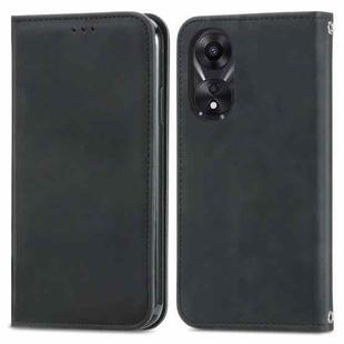 For OPPO A78 4G Retro Skin Feel Magnetic Flip Leather Phone Case(Black)
