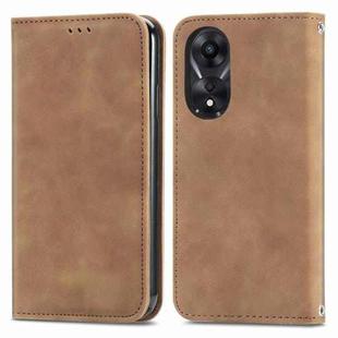 For OPPO A78 4G Retro Skin Feel Magnetic Flip Leather Phone Case(Brown)