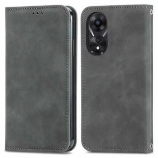 For OPPO A78 4G Retro Skin Feel Magnetic Flip Leather Phone Case(Grey)