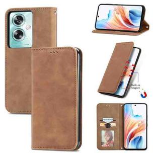 For OPPO A79  5G Retro Skin Feel Magnetic Flip Leather Phone Case(Brown)
