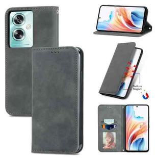 For OPPO A79  5G Retro Skin Feel Magnetic Flip Leather Phone Case(Grey)