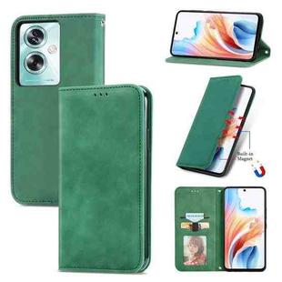 For OPPO A2  5G Retro Skin Feel Magnetic Flip Leather Phone Case(Green)