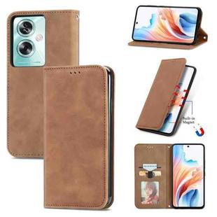 For OPPO A2  5G Retro Skin Feel Magnetic Flip Leather Phone Case(Brown)