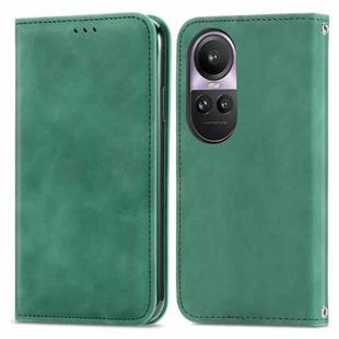 For OPPO Reno10 Pro Global Retro Skin Feel Magnetic Flip Leather Phone Case(Green)