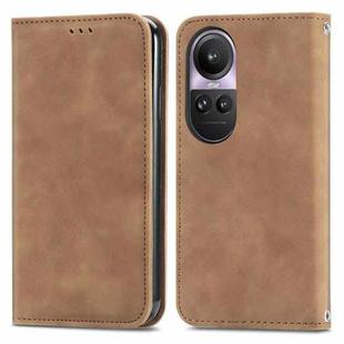 For OPPO Reno10 Pro Global Retro Skin Feel Magnetic Flip Leather Phone Case(Brown)