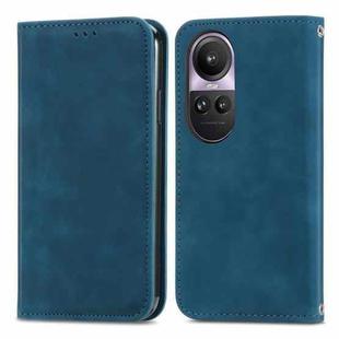 For OPPO Reno10 Pro Global Retro Skin Feel Magnetic Flip Leather Phone Case(Blue)