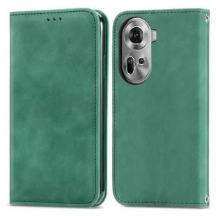 For OPPO Reno11 5G EU Retro Skin Feel Magnetic Flip Leather Phone Case(Green)