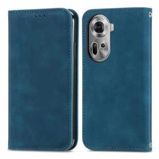 For OPPO Reno11 5G EU Retro Skin Feel Magnetic Flip Leather Phone Case(Blue)