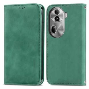 For OPPO Reno11 Pro 5G EU Retro Skin Feel Magnetic Flip Leather Phone Case(Green)