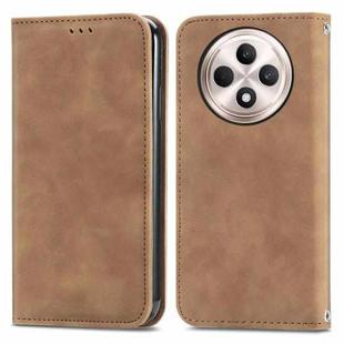 For OPPO Reno12 F Retro Skin Feel Magnetic Flip Leather Phone Case(Brown)