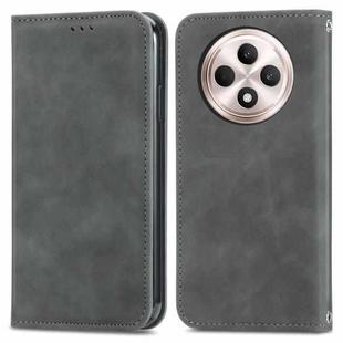 For OPPO Reno12 F Retro Skin Feel Magnetic Flip Leather Phone Case(Grey)