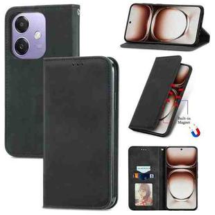 For OPPO A3X Retro Skin Feel Magnetic Flip Leather Phone Case(Black)