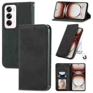 For OPPO Reno12 Pro Global Retro Skin Feel Magnetic Flip Leather Phone Case(Black)
