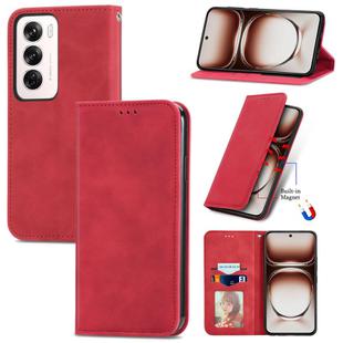 For OPPO Reno12 Pro Global Retro Skin Feel Magnetic Flip Leather Phone Case(Red)