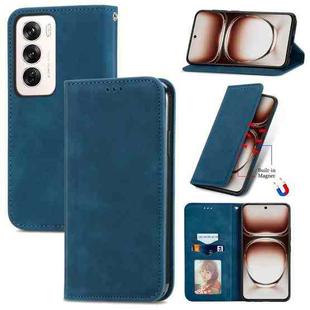 For OPPO Reno12 Pro Global Retro Skin Feel Magnetic Flip Leather Phone Case(Blue)