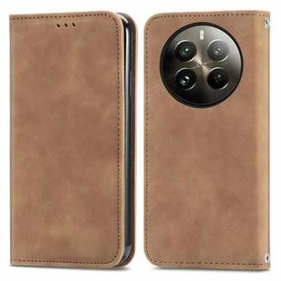 For  Realme 12 Pro Retro Skin Feel Magnetic Flip Leather Phone Case(Brown)