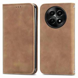 For  Realme 12 Retro Skin Feel Magnetic Flip Leather Phone Case(Brown)