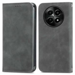 For  Realme 12 Retro Skin Feel Magnetic Flip Leather Phone Case(Grey)
