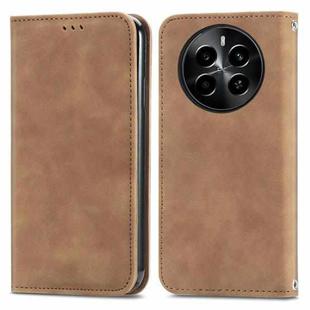 For Realme 13 Pro Retro Skin Feel Magnetic Flip Leather Phone Case(Brown)