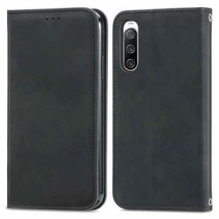 For Sony Xperia 10 IV Retro Skin Feel Magnetic Flip Leather Phone Case(Black)