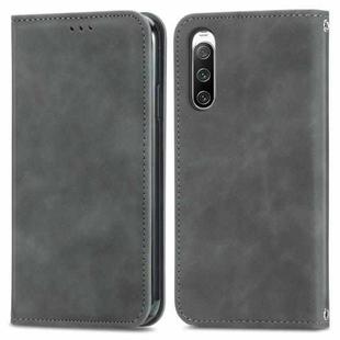 For Sony Xperia 10 IV Retro Skin Feel Magnetic Flip Leather Phone Case(Grey)