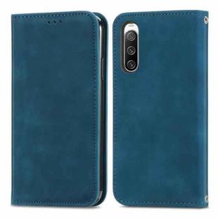 For Sony Xperia 10 IV Retro Skin Feel Magnetic Flip Leather Phone Case(Blue)