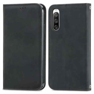 For Sony Xperia 10 V Retro Skin Feel Magnetic Flip Leather Phone Case(Black)