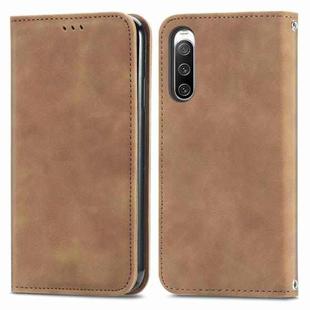 For Sony Xperia 10 V Retro Skin Feel Magnetic Flip Leather Phone Case(Brown)