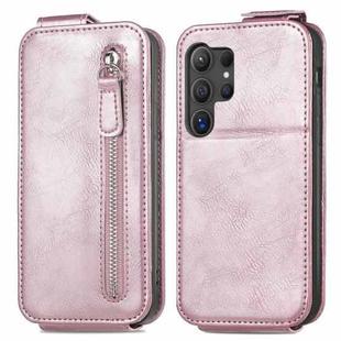 For Samsung Galaxy S24 Ultra 5G Zipper Wallet Vertical Flip Leather Phone Case(Pink)