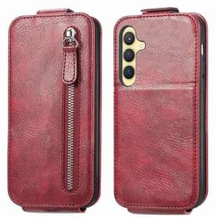 For Samsung Galaxy S24 5G Zipper Wallet Vertical Flip Leather Phone Case(Red)