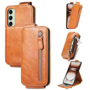 For Samsung Galaxy S24 FE 5G Zipper Wallet Vertical Flip Leather Phone Case(Brown)