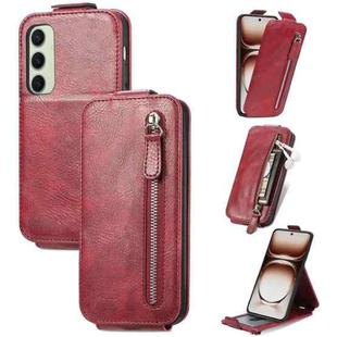 For Samsung Galaxy S24 FE 5G Zipper Wallet Vertical Flip Leather Phone Case(Red)