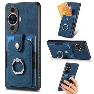 For Huawei nova 11 Retro Skin-feel Ring Card Wallet Phone Case(Blue)