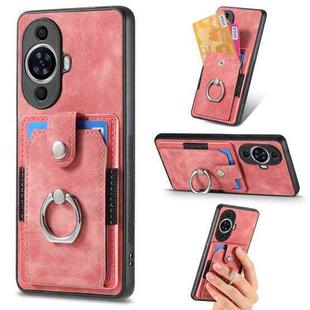 For Huawei nova 11 Retro Skin-feel Ring Card Wallet Phone Case(Pink)