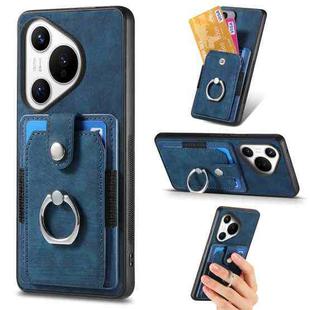 For Huawei Pura 70 Pro Retro Skin-feel Ring Card Wallet Phone Case(Blue)