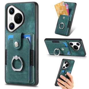 For Huawei Pura 70 Pro Retro Skin-feel Ring Card Wallet Phone Case(Green)