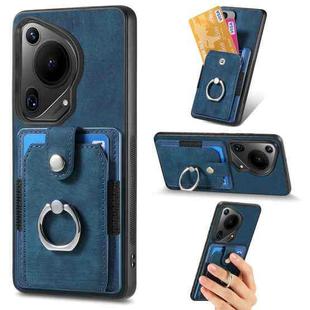 For Huawei Pura 70 Ultra Retro Skin-feel Ring Card Wallet Phone Case(Blue)